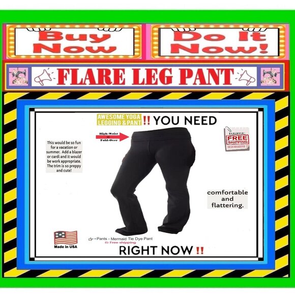 📢 BULLY High Waist➕🆒 LEGGING PANT Fold Over FLARE LEG Solid Stretch💸BUY NOW‼️ - Picture 6 of 16